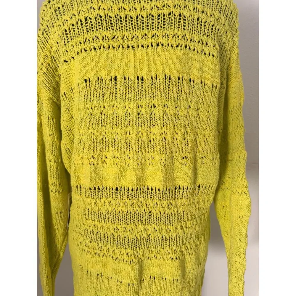 NWT Free People Hot Tropics Neon Limelight V-Neck Sweater Oversized xs